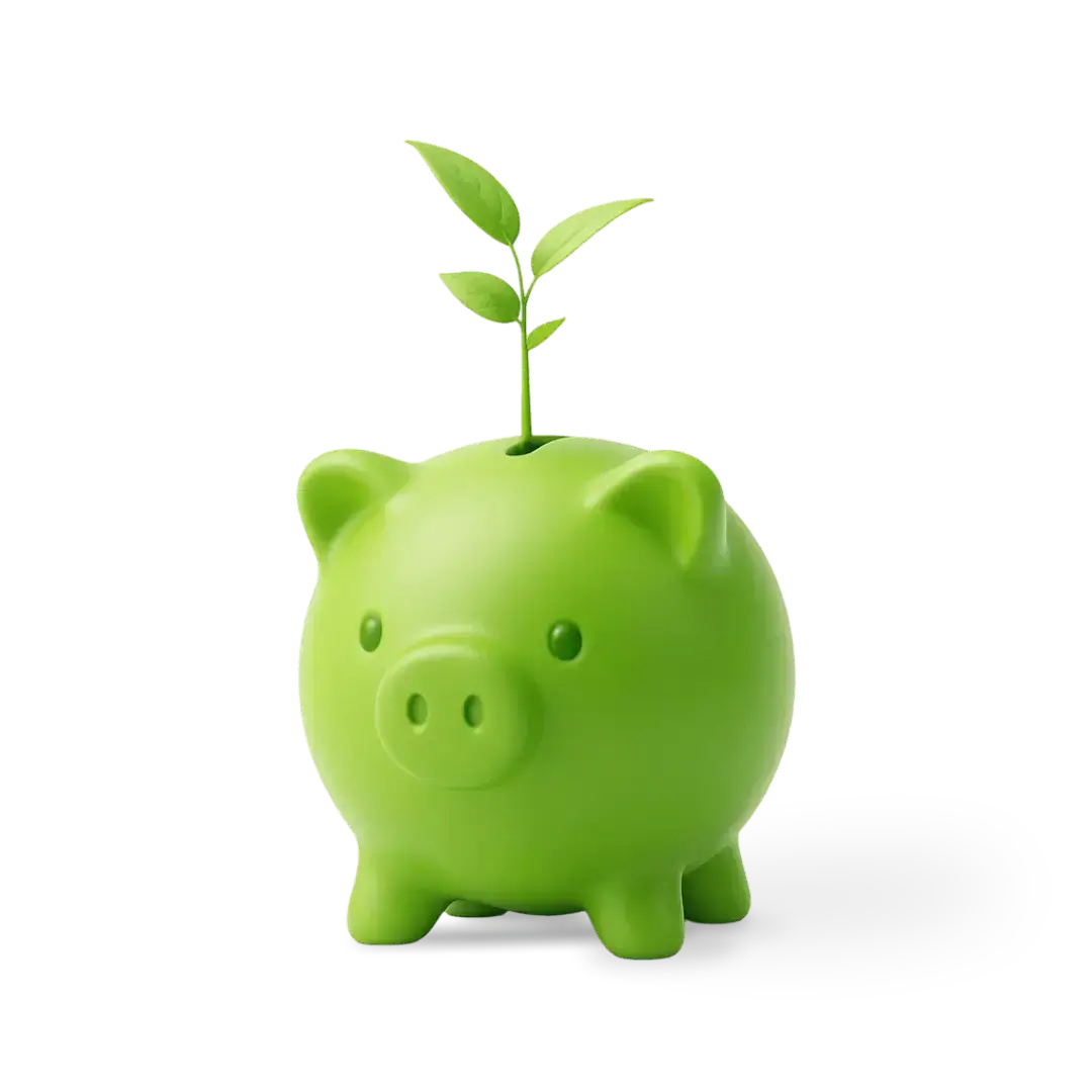 Piggy bank with a little tree growing out of it